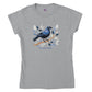 light grey t-shirt with a New Zealand Kokako bird print
