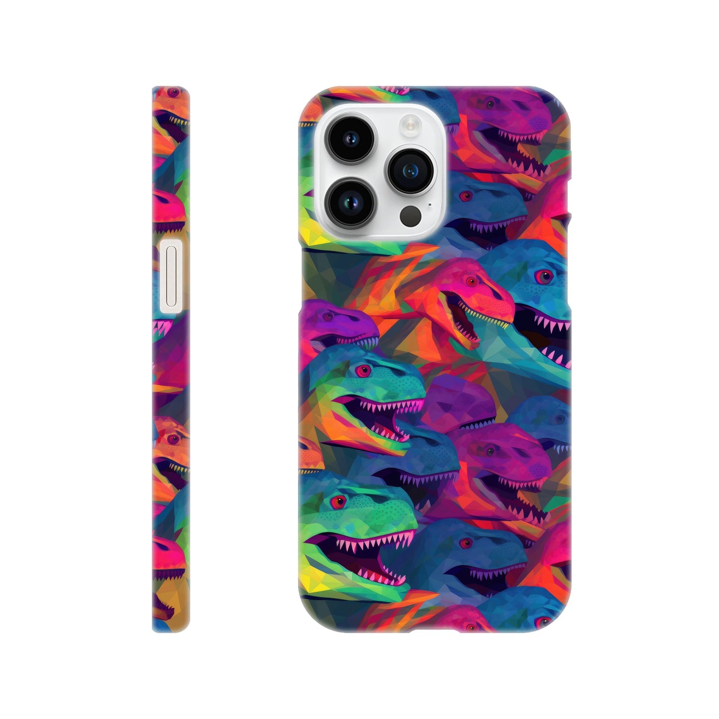 DinoVibe: Slim Phone Case with Colorful T-Rex Pattern - Unleash Playful Protection!