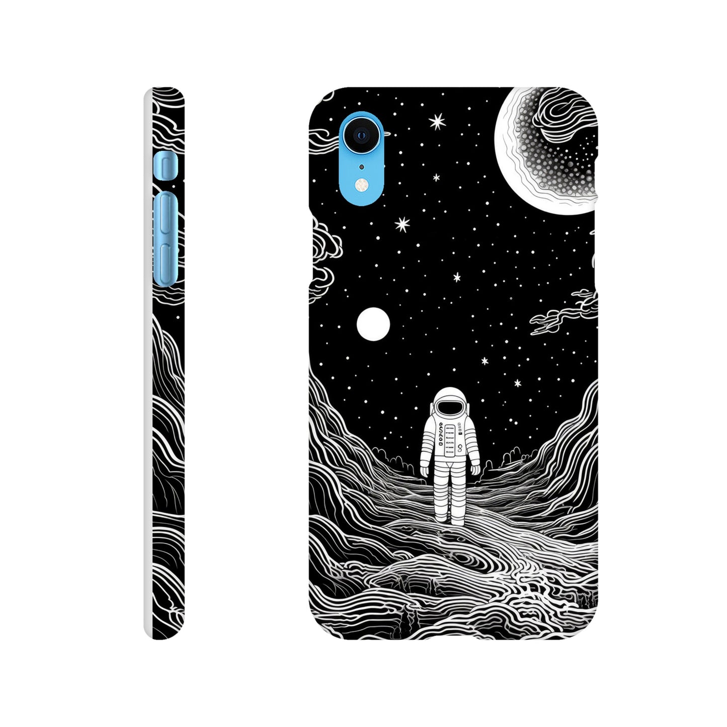 Discover Cosmic Elegance: Monochromatic Spaceman Slim Phone Case