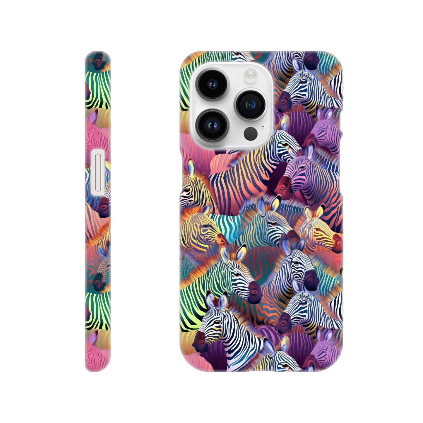Unleash Your Wild Side with our Slim Phone Case: Colorful Zebra Pattern Edition