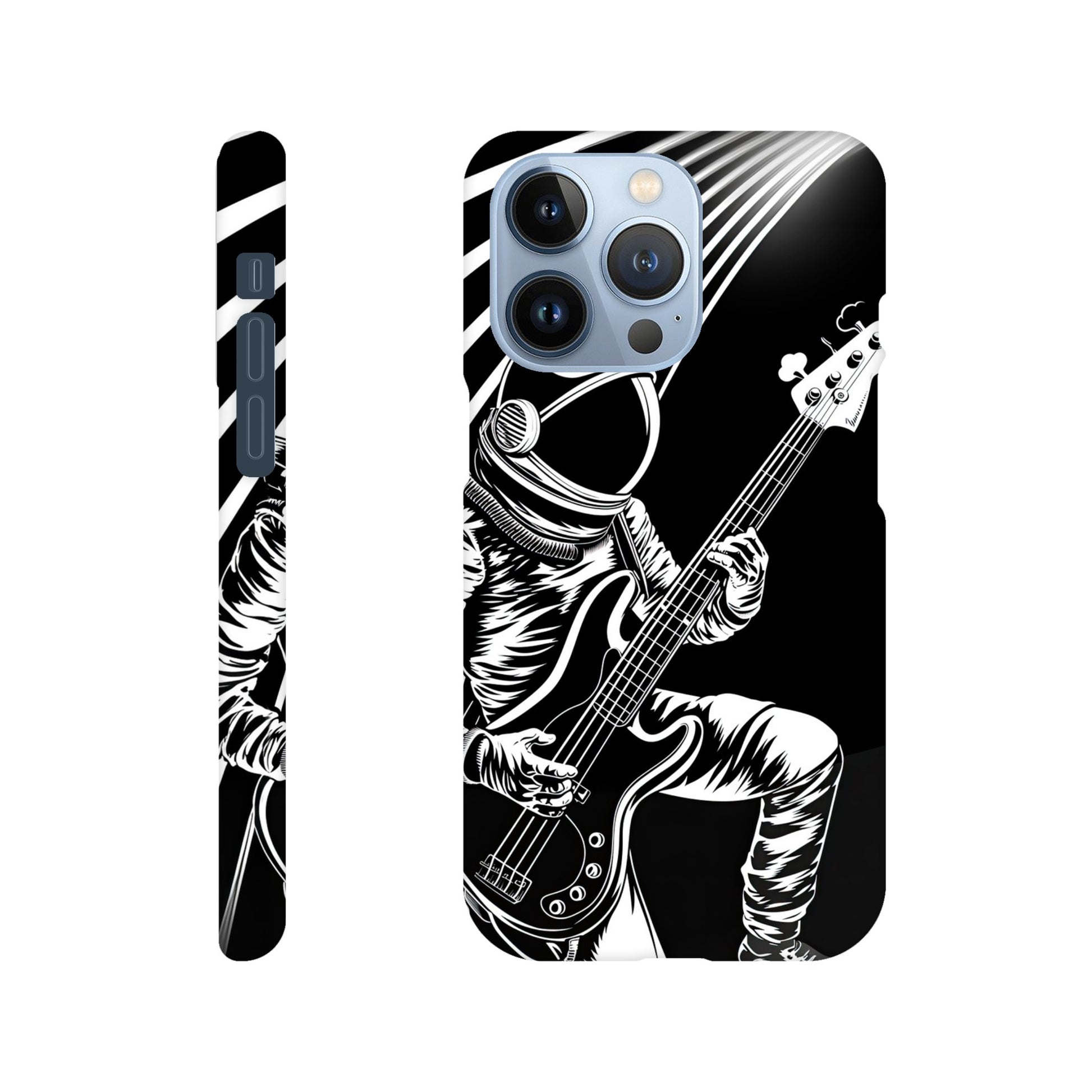 phone case with bass playing spaceman design