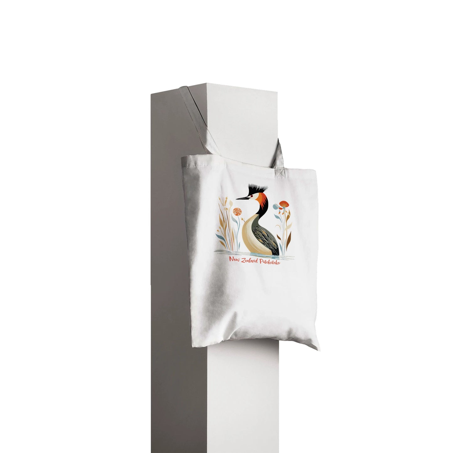 Tote bag with New Zealand Puteketeke bird print