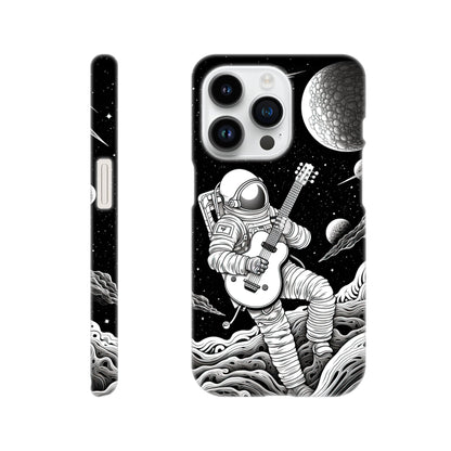 Space Serenade: Monochromatic Astronaut Guitarist in Space Phone Case