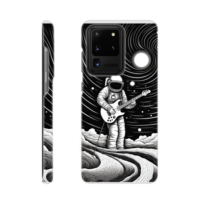 Galactic Harmony: Op Art Astronaut Guitarist Monochromatic Slim Phone Case