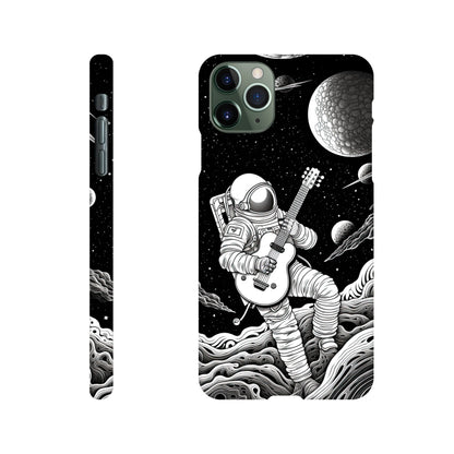 Space Serenade: Monochromatic Astronaut Guitarist in Space Phone Case