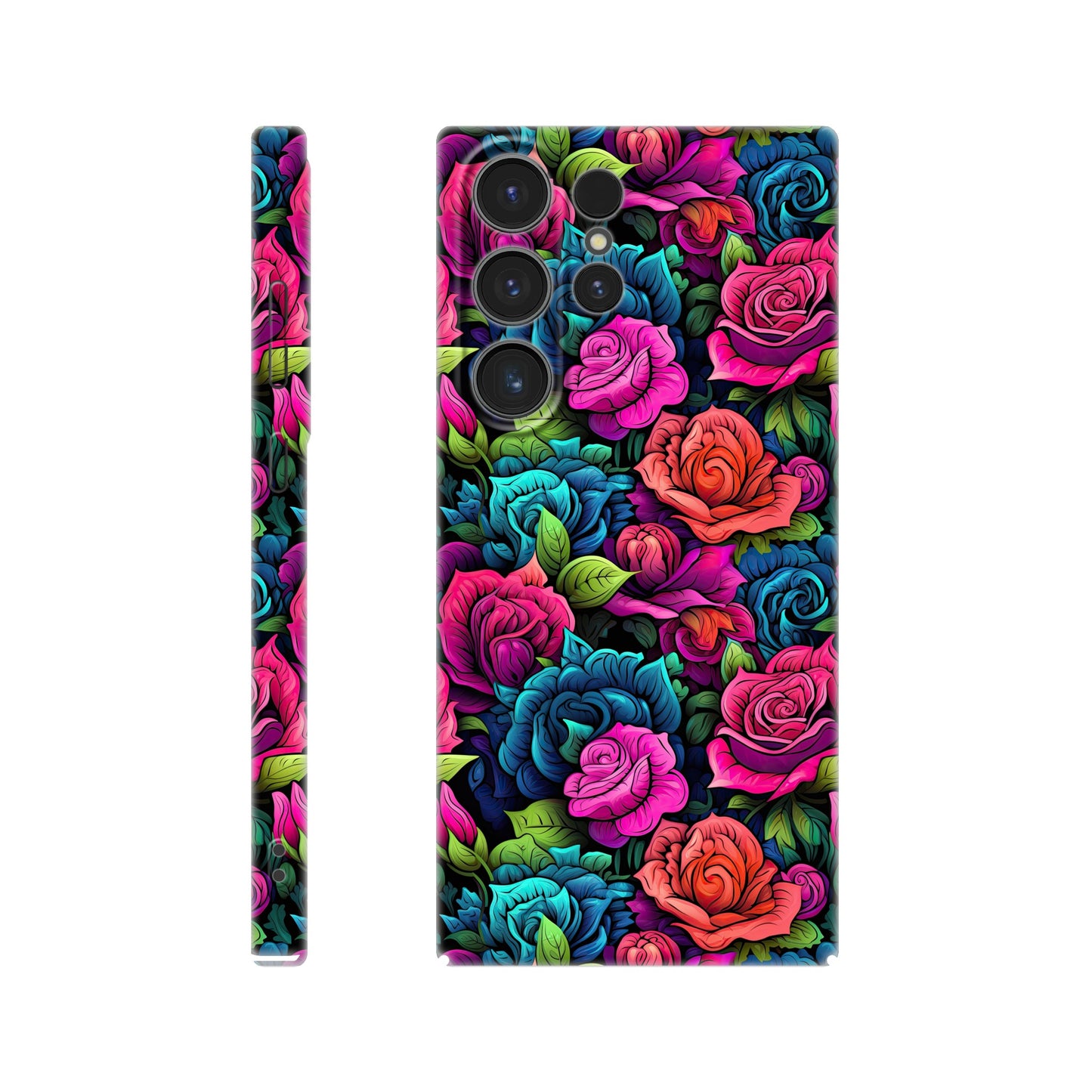 slim phone case with colorful roses all over print