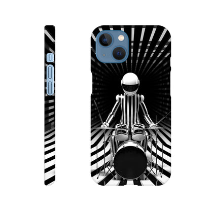 Galactic Grooves: Op-art Spaceman Drummer Slim Phone Case - Elevate Your Style to Cosmic Heights!