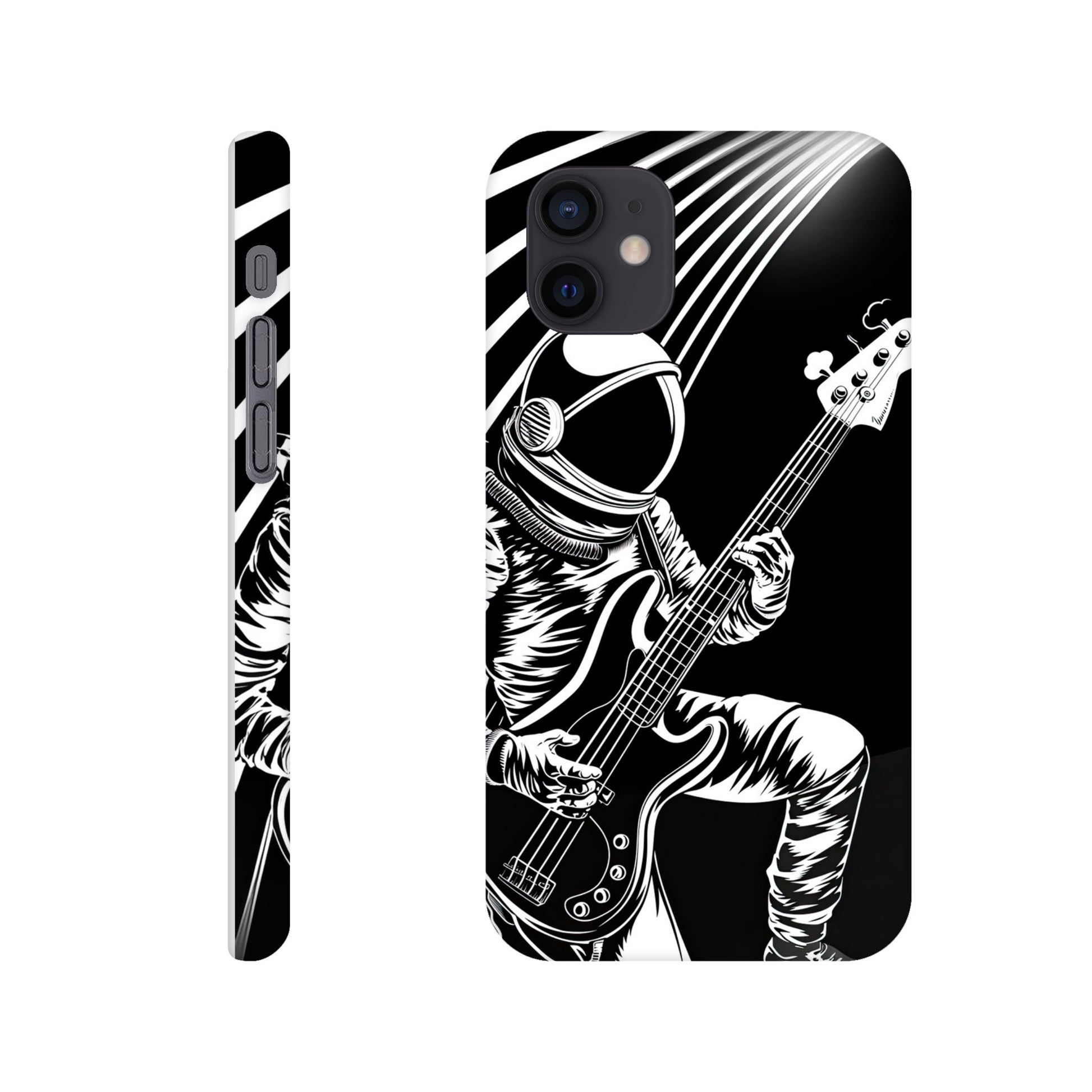 phone case with bass playing spaceman design