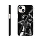 slim phone case with a double bass playing spaceman design