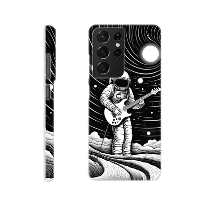 Galactic Harmony: Op Art Astronaut Guitarist Monochromatic Slim Phone Case