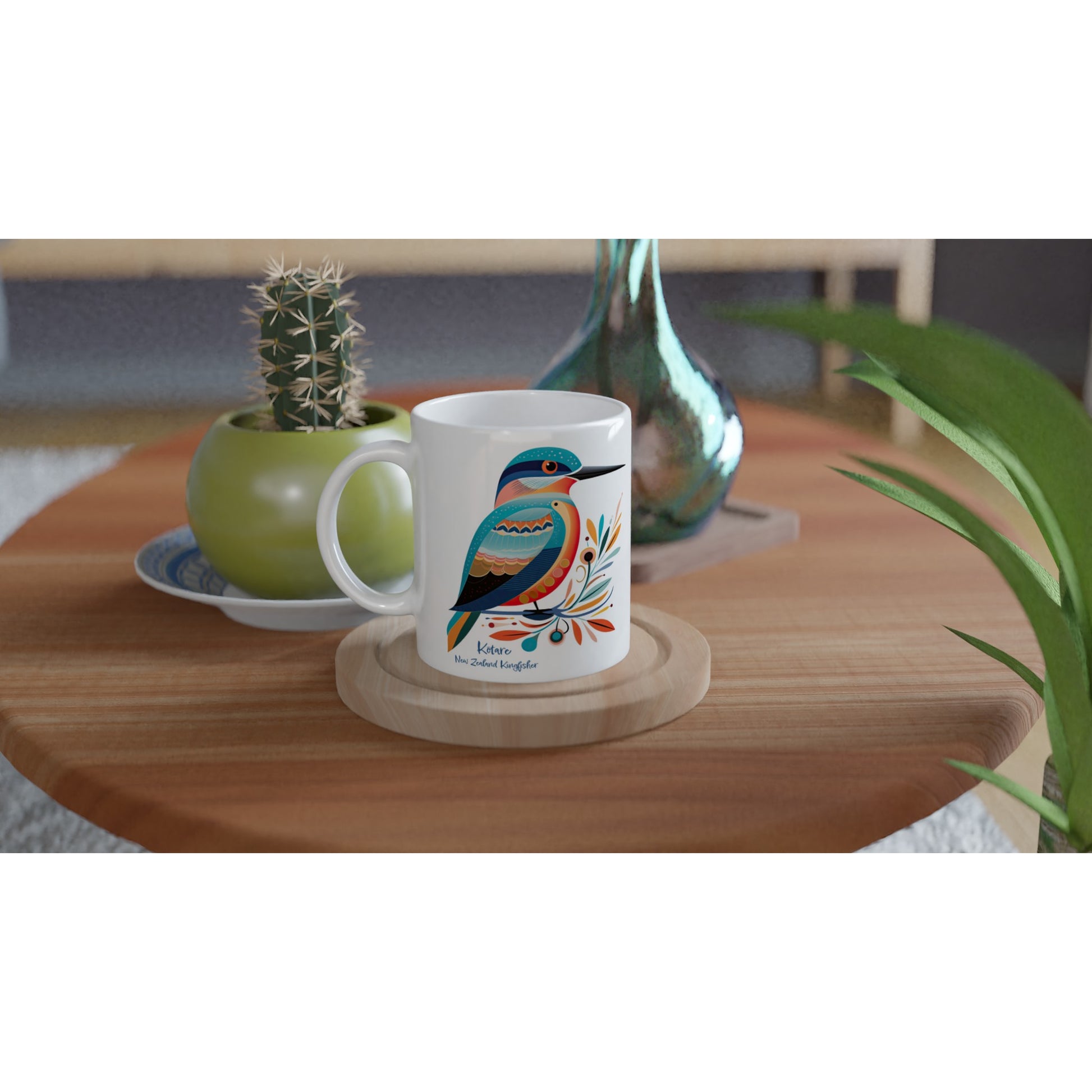 11oz mug with New Zealand's Kingfisher, Kotare print