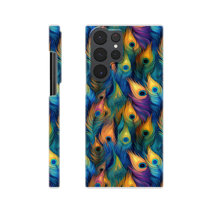 Feathered Elegance: All-Over Peacock Feather Slim Phone Case for Android and Apple