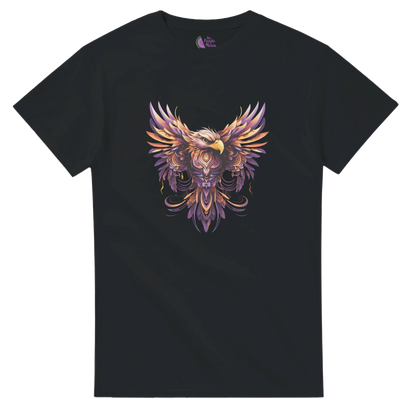black t-shirt with abstract eagle design