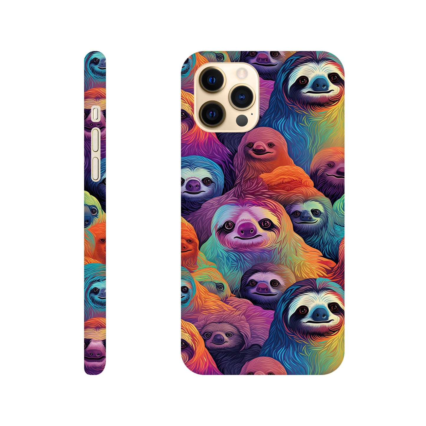 Slothful Delight: Multicolored Slim Phone Case for the Stylish and Playful