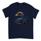 Navy blue t-shirt with a colorful abstract eagle print