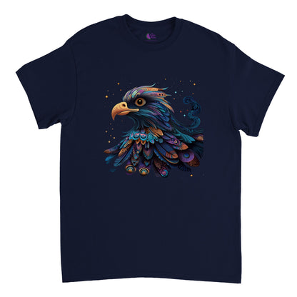 Navy blue t-shirt with a colorful abstract eagle print