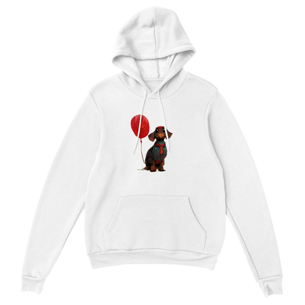 Dachshund Dog with Red Balloon Premium Unisex Pullover Hoodie