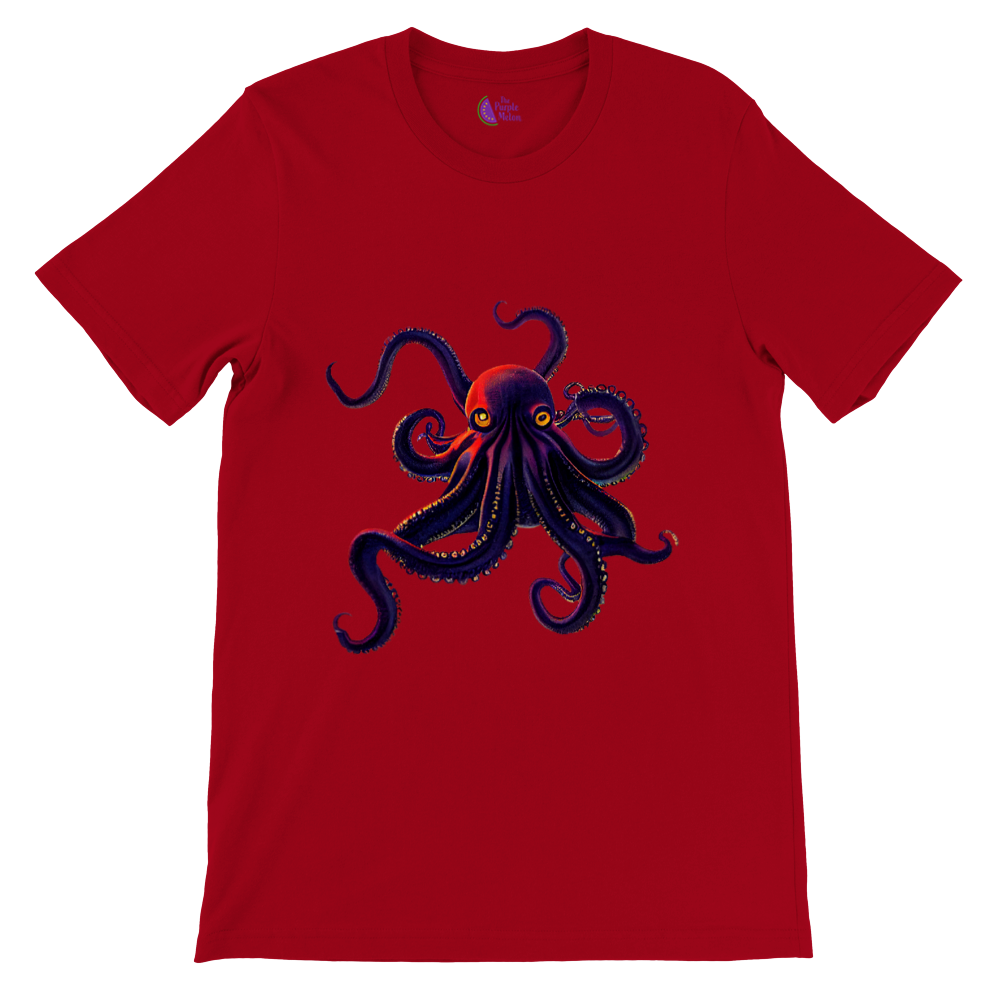 red t-shirt with an octopus print