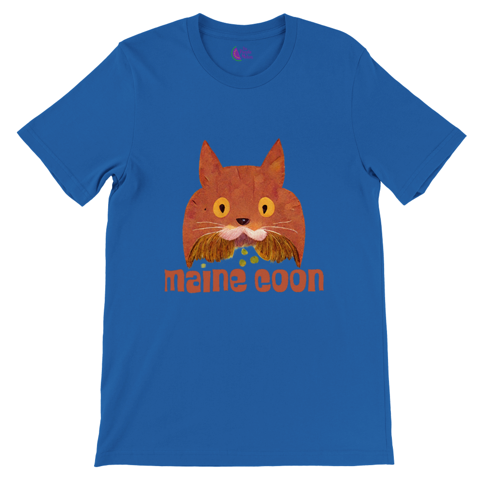 Royal Blue t-shirt with a quirky Maine Coon print