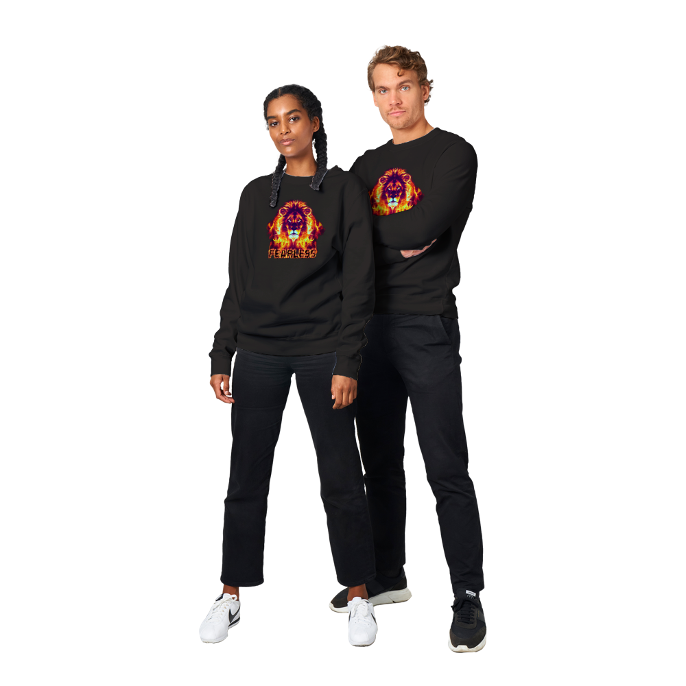 Fearless Flaming Lion Premium Unisex Crewneck Sweatshirt.