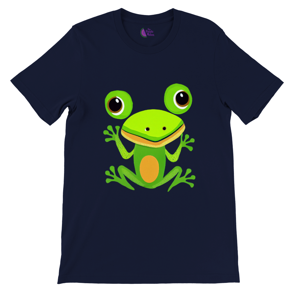 navy blue t-shirt with cute fromg print