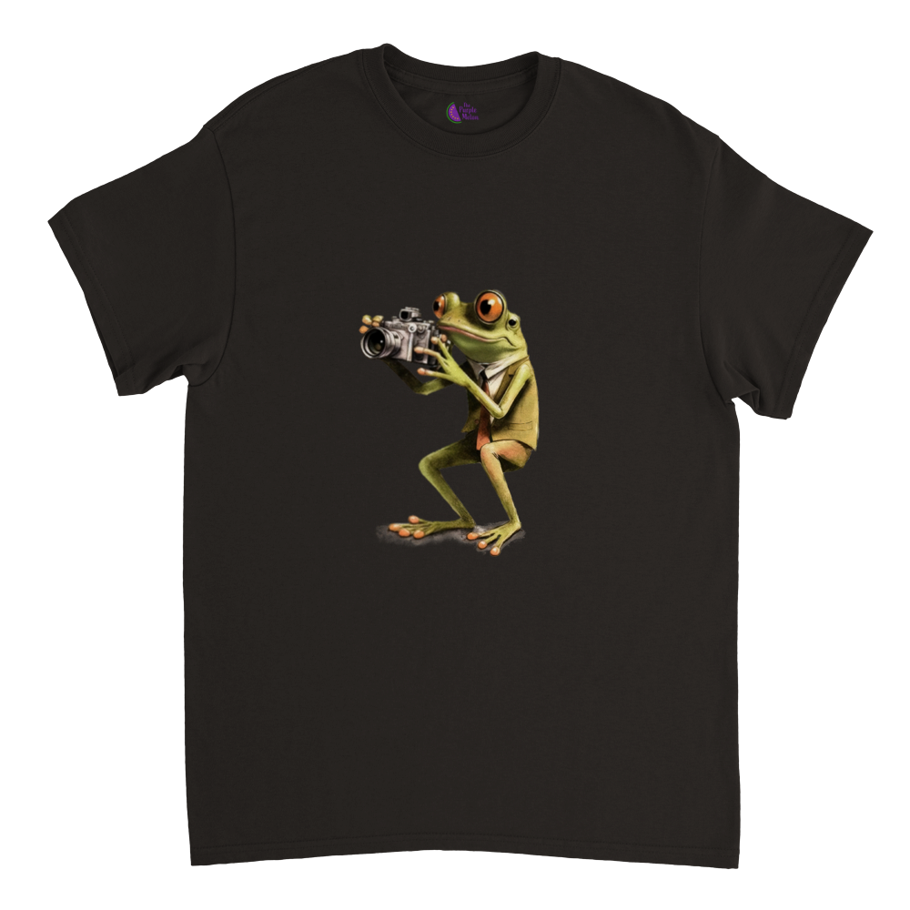 Frog Taking Photos Heavyweight Unisex Crewneck T-shirt