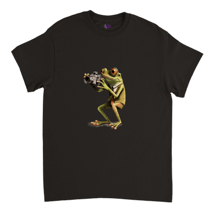 Frog Taking Photos Heavyweight Unisex Crewneck T-shirt