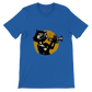 Royal Blue t-shirt with a cat playing the trumpet print