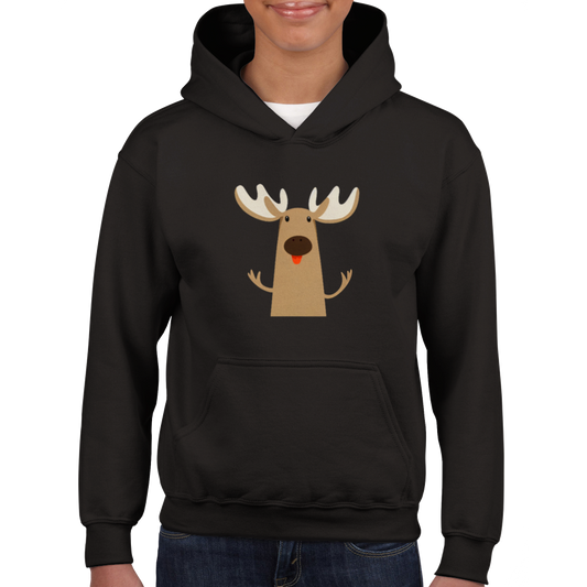 Moose Print Classic Kids Pullover Hoodie