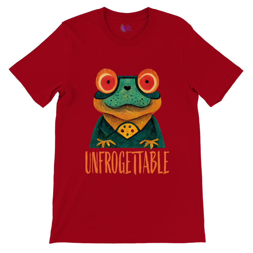 Unleash Your Playful Side with Our Cute Unfrogettable Frog Print Premium Unisex Crewneck T-shirt