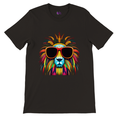 Make a Statement with Our Colourful Lion Wearing Sunglasses Premium Unisex Crewneck T-shirt