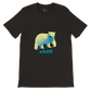 black t-shirt with a polar bear print with chill caption
