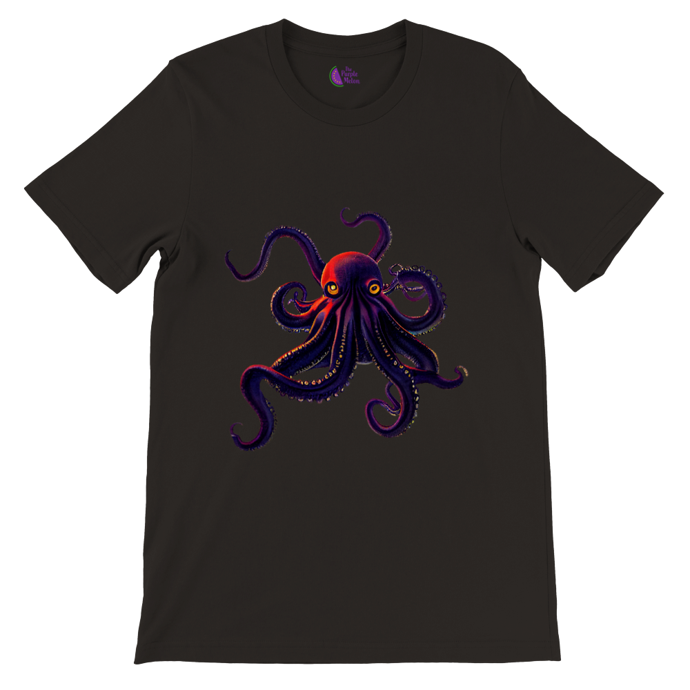 black t-shirt with an octopus print