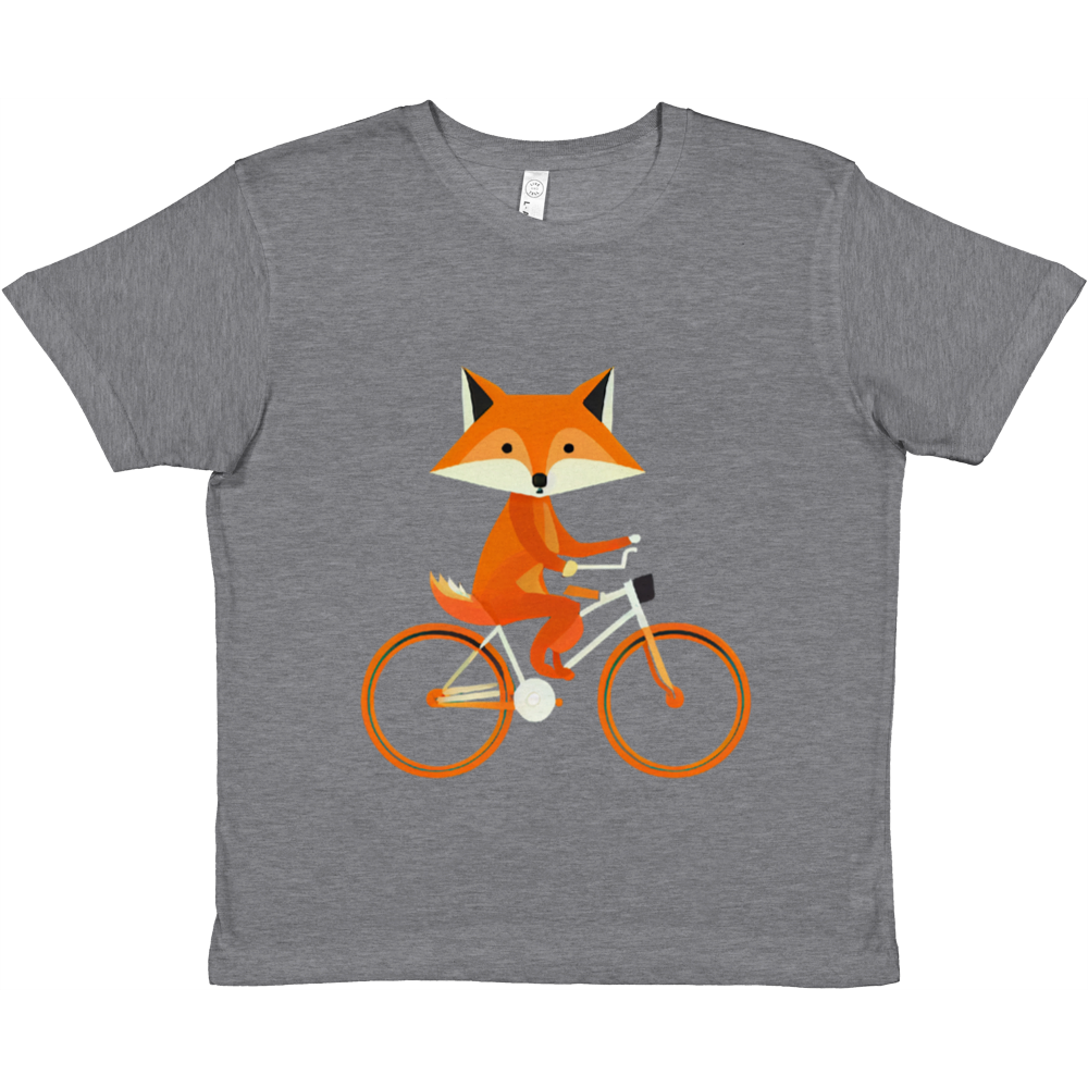 Royal grey t-shirt with a cute fox riding a bike print