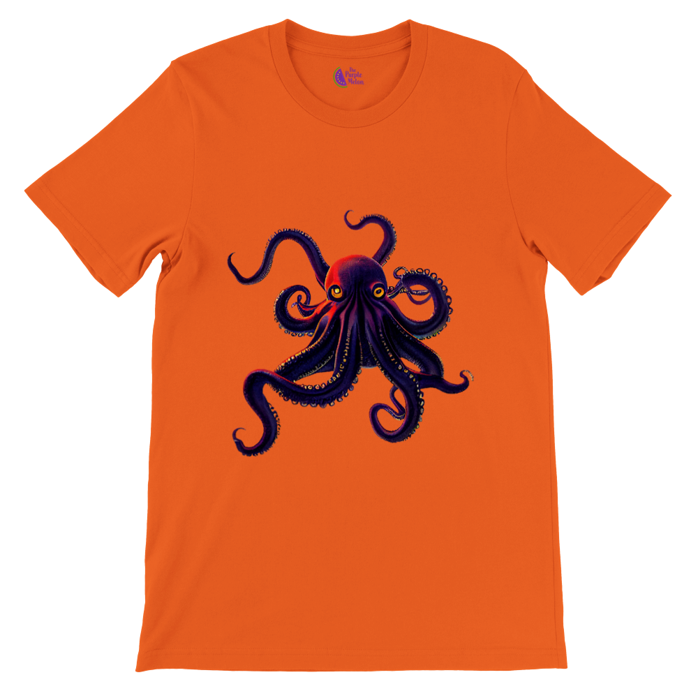 orange t-shirt with an octopus print