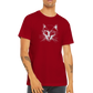 guy wearing a red t-shirt with a cat print