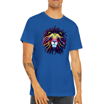 Roar in Style with our Colourful Lion with Dreadlocks Premium Unisex Crewneck T-Shirt