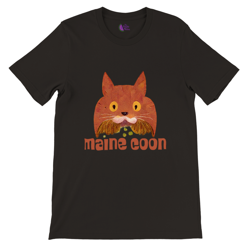 Black t-shirt with a quirky Maine Coon print