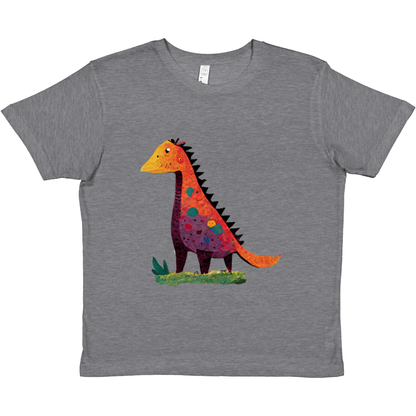 Cute Orange & Purple Dinosaur Print Premium Kids Crewneck T-shirt