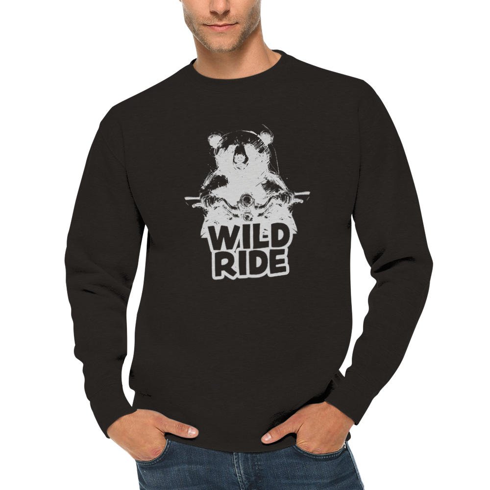 Wild Ride Bear Riding a Motorcycle Premium Unisex Crewneck Sweatshirt