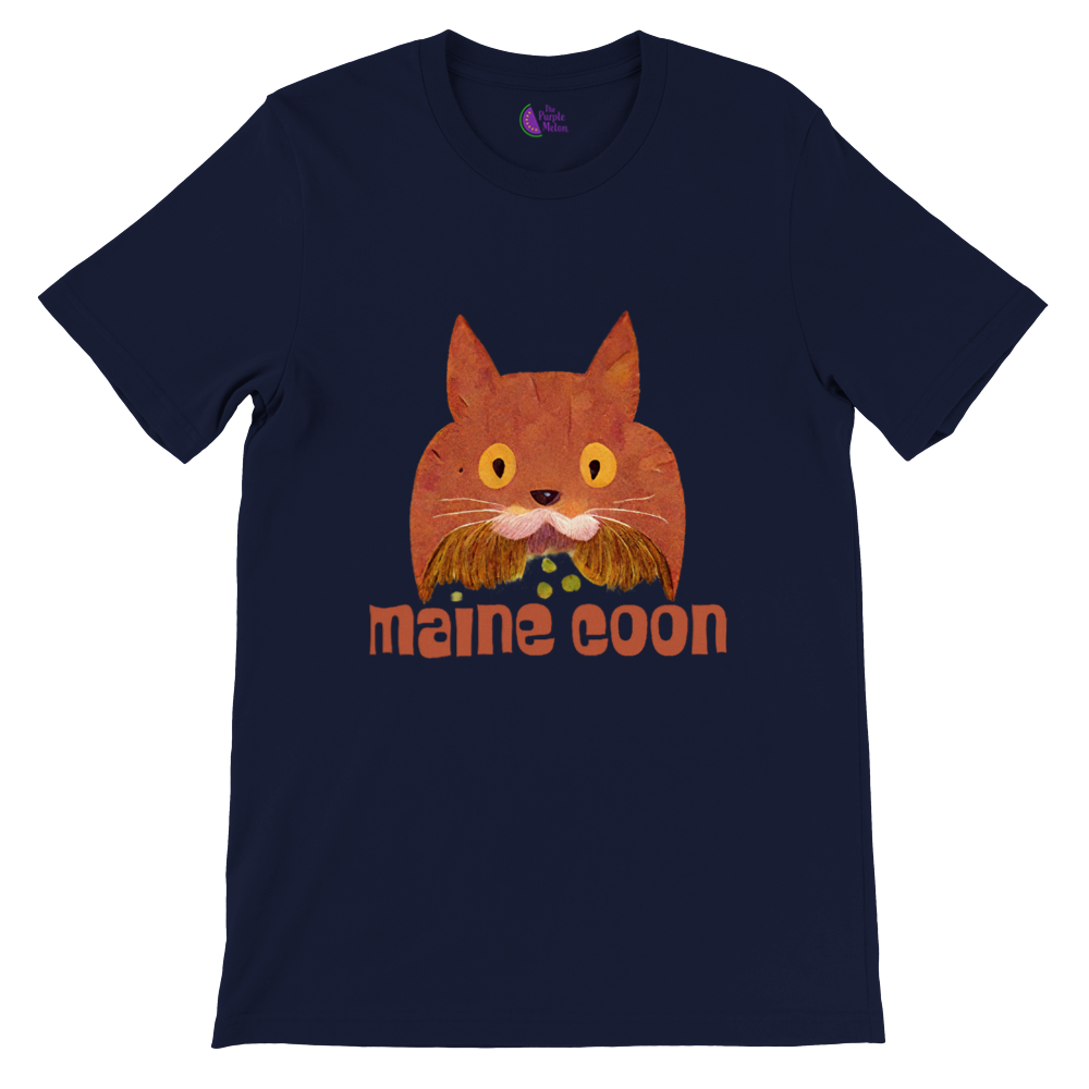 Cute Maine Coon Print Premium Unisex Crewneck T-shirt.