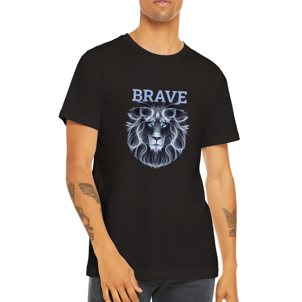 Unleash Your Inner Brave with Our Premium Lion Print Crewneck T-Shirt