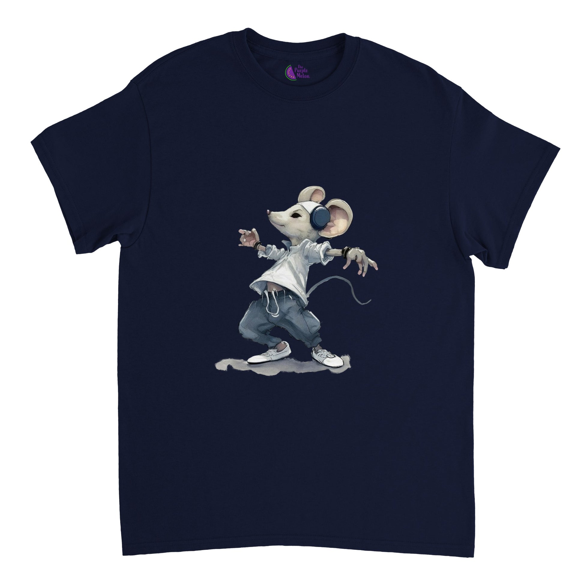 Navy t-shirt with a hip hop mouse print
