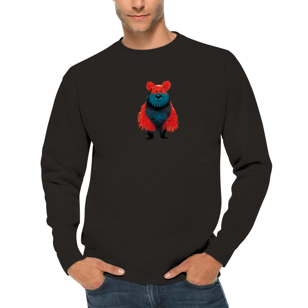 Cute Cartoon Bear Print Premium Unisex Crewneck Sweatshirt.