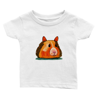 babies white t-shirt with cute Guinea Pig print