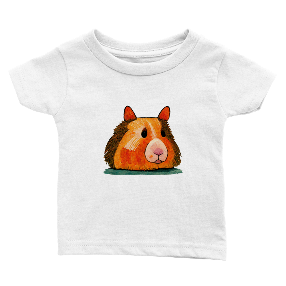 babies white t-shirt with cute Guinea Pig print