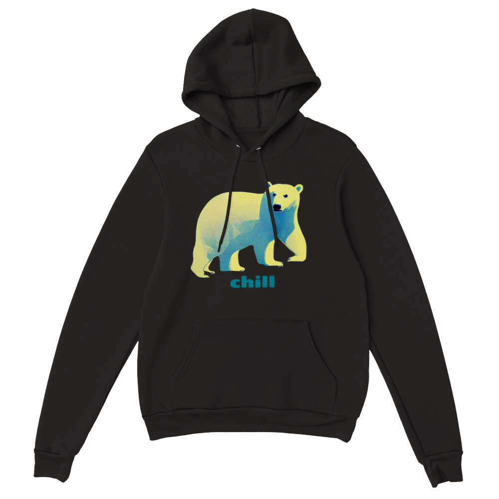 Chill, Polar Bear Print Premium Unisex Pullover Hoodie