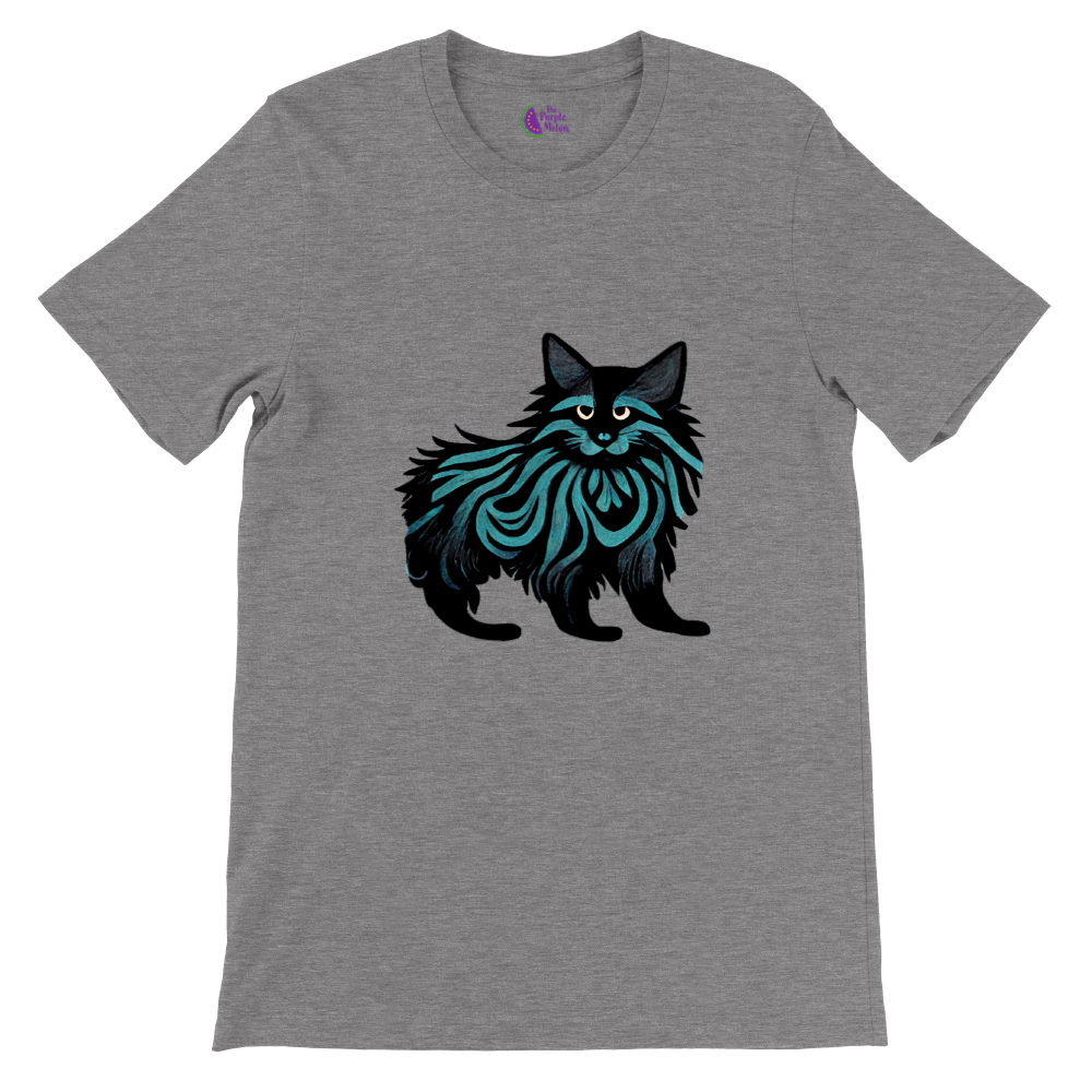 grey t-shirt with a Maine Coon cat print