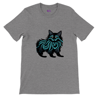 grey t-shirt with a Maine Coon cat print