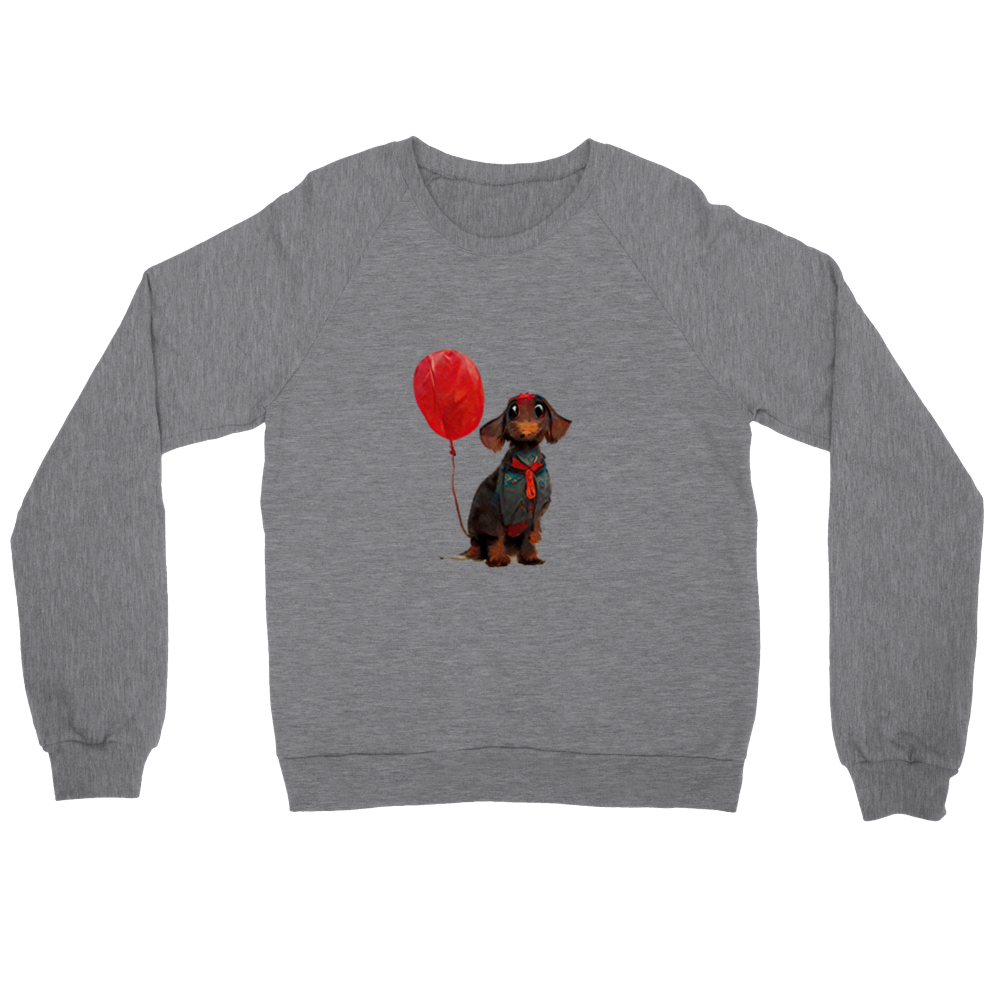 Dachshund Dog with Red Balloon Premium Unisex Crewneck Sweatshirt